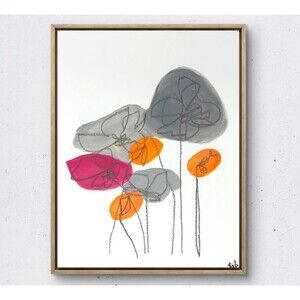 WS original flower painting 14X11 Gallery Paper acrylic modern abstract wall art